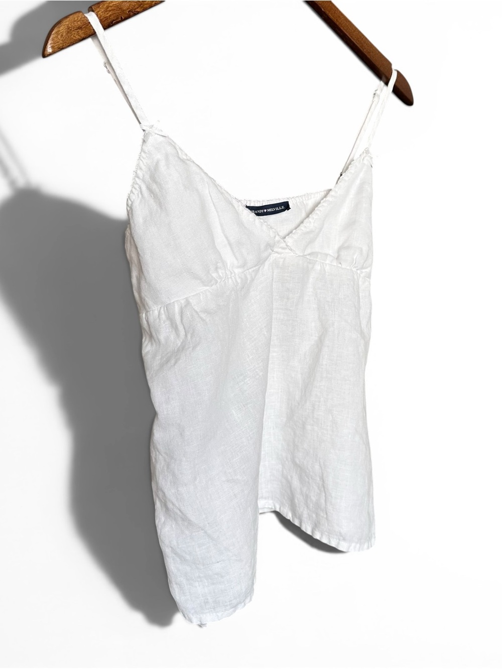 Brandy Melville White Linen Spaghetti-Strap Cami